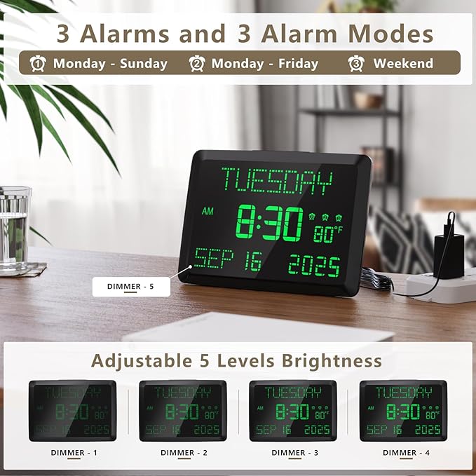 Raynic Day Clock, 11.5" Large Display Calendar Clock
