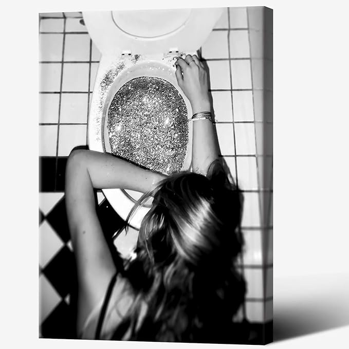 Funny Bathroom Wall Art Black and White posters Bar Disco Party prints painting