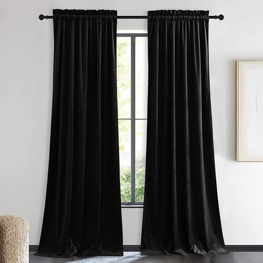 NICETOWN Insulated Black Out Velvet Curtains