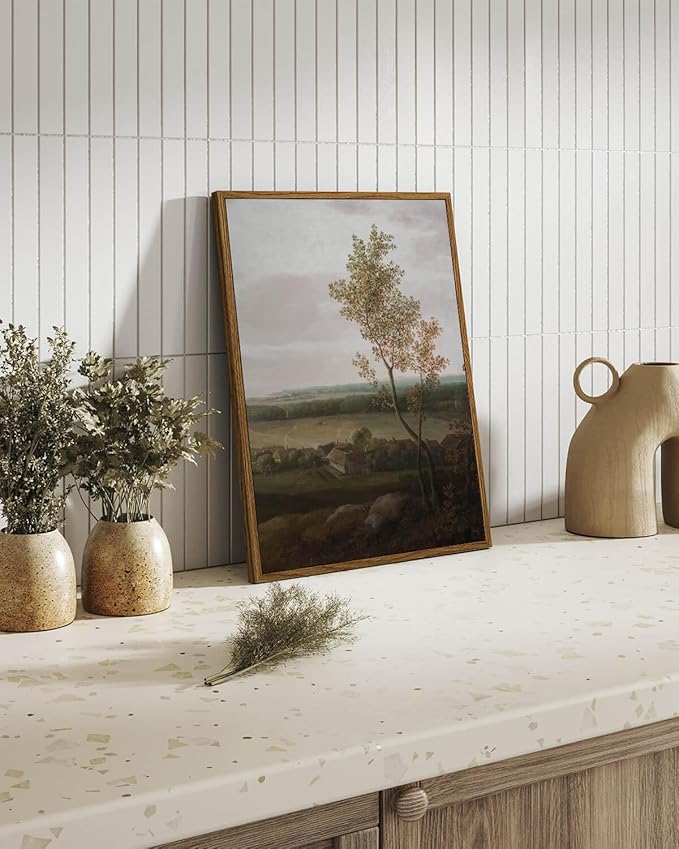 InSimSea Framed Canvas Prints Art Vintage Decor, Rural Farmhouse Scenery Home Wall Decor Countryside Landscape Paintings, Wall Art for Living Room, Dining Room, 12"x16"