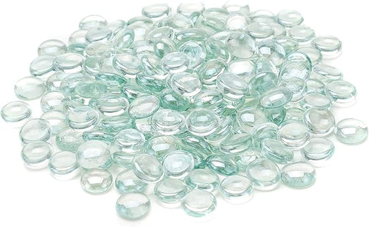 Skyflame 10-Pound Fire Glass Beads for Fire Pit Fireplace, 1/2-Inch Size Crystal Ice Reflective Decorative Blended Fireglass Drops for Landscaping