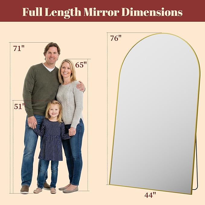 Suidia 76"x44" Arched Full Length Mirror
