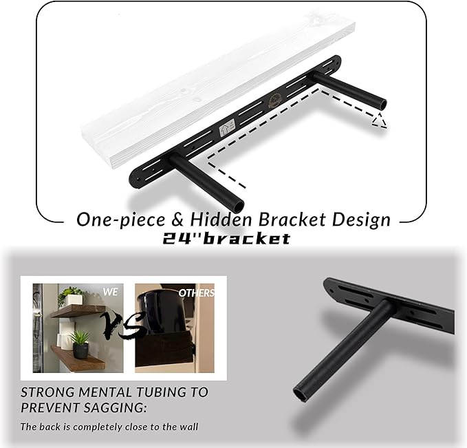 Floating Shelves 2 inch Thick for Wall Set of 2, 24 inch High-End Solid Wood