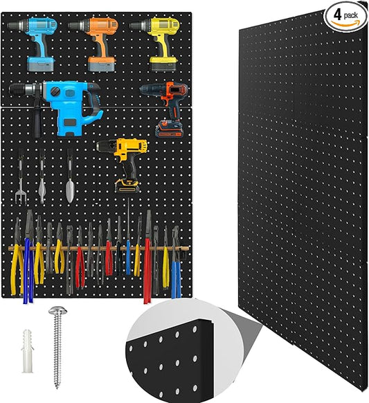 Peg Board, 6 Pack 12"x12" Black Metal Pegboard Panels Pegboards Wall Organizer