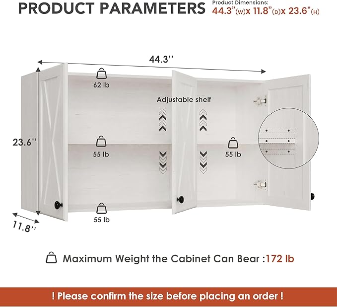 Furnaza Farmhouse Large Wall Cabinets