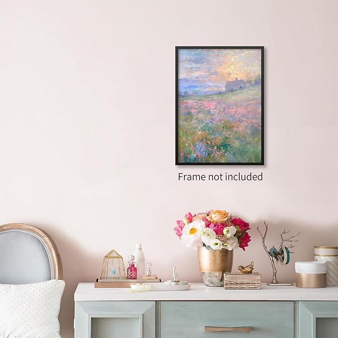 rumlud Pastel Nature Floral Poster Vintage French Country Landscape Wall Art