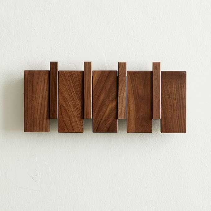 QUELLANCE Wooden Coat Hooks Wall Mounted, Coat Rack Hanger Wall Mount