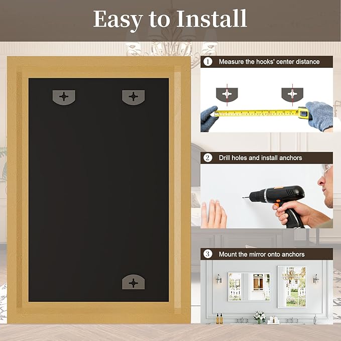 Syndra White Wood Frame Bathroom Mirror, Waterproof Slim Deep Frame,