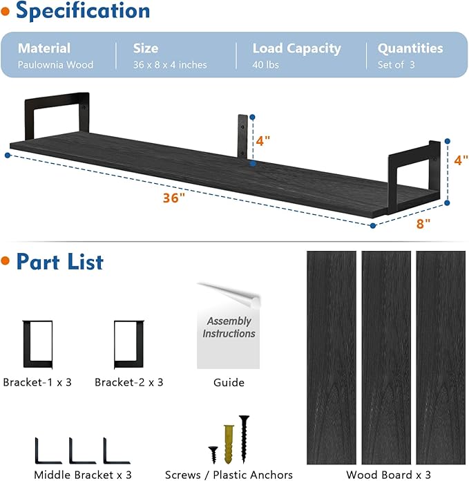 Harwaya Large Floating Book Shelves