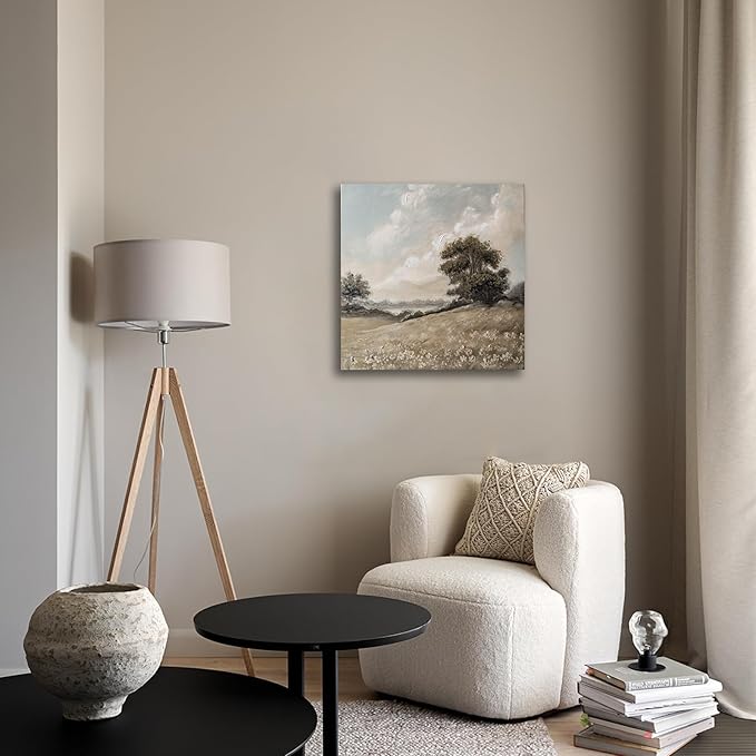 JolyWell Hand-Painted Vintage Canvas Wall Art, Landscape Wall Painting Prints