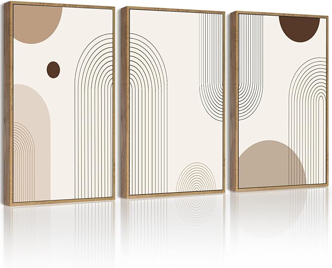 PHOPAGO Boho Wall Art Minimalist Bohemain Framed Wall Printing 11x14in Abstract