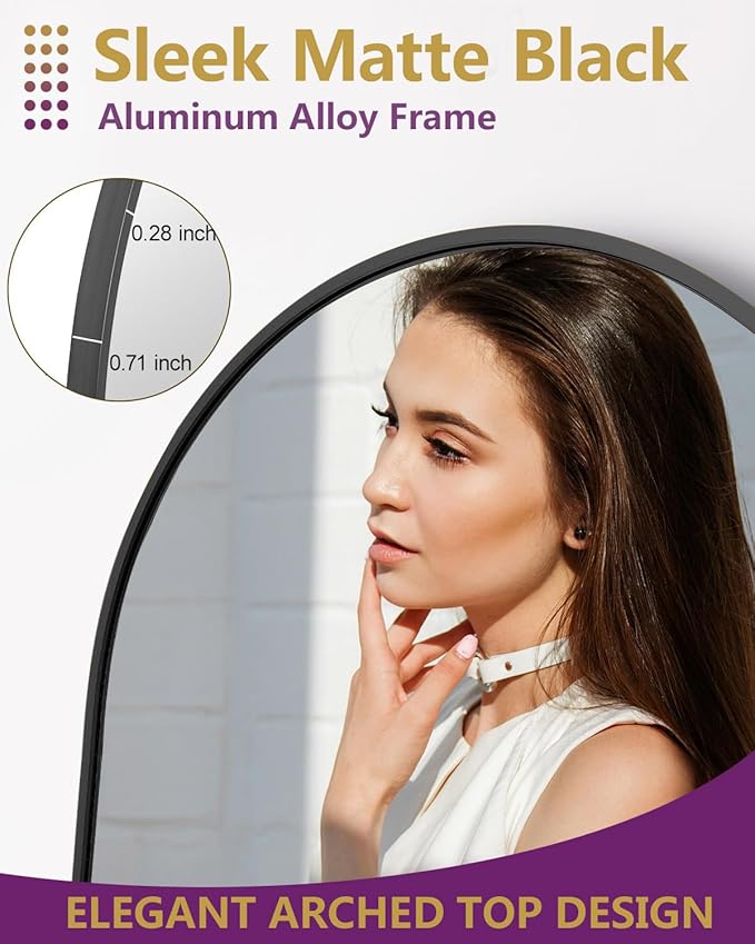 DMWOODFL 58"x18" Arched Full Length Mirror