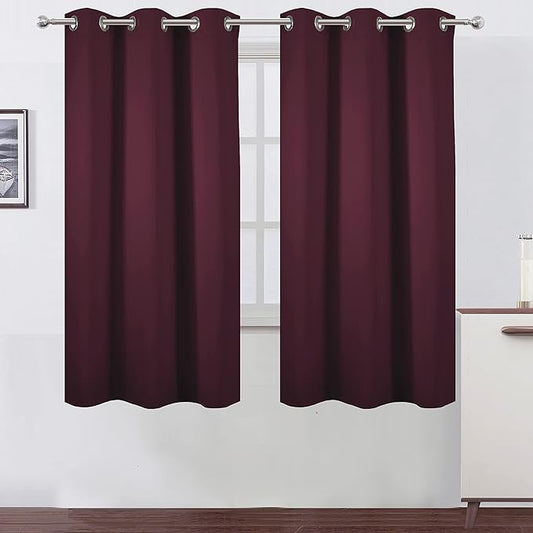 LEMOMO Burgundy Red Blackout Curtains 42 x 63 Inch Length/Set of 2 Curtain