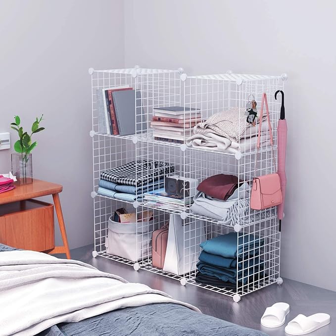 C&AHOME Wire Cube Storage, 8-Cube Organizer Metal C Grids Storage, Storage Bins