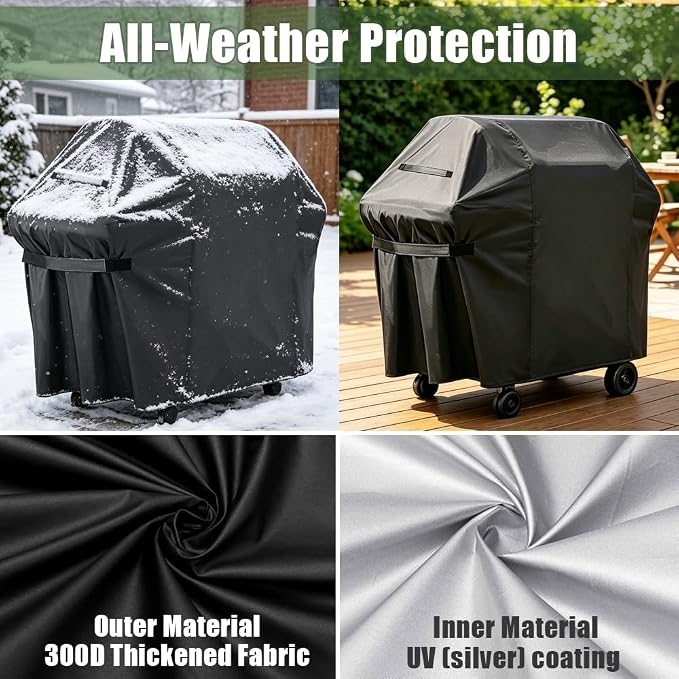 Grill Cover, 58-inch Heavy Duty Oxford Outside Waterproof Grill Covers, Dust-Proof Windproof UV Resistant BBQ Gas Cover Fit Most Brands Char Broil, Weber, Brinkmann, Holland