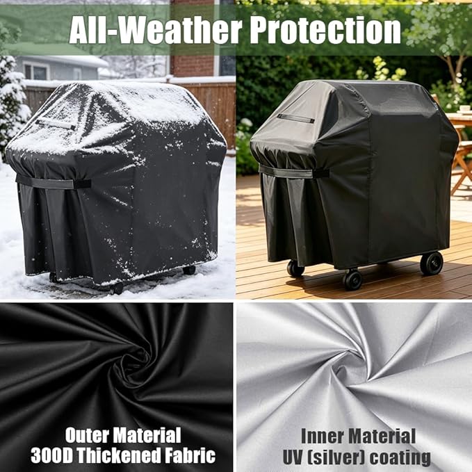 Grill Cover, 53-inch Heavy Duty Oxford Outside Waterproof Grill Covers, Dust-Proof Windproof UV Resistant BBQ Gas Cover Fit Most Brands Char Broil, Weber, Brinkmann, Holland