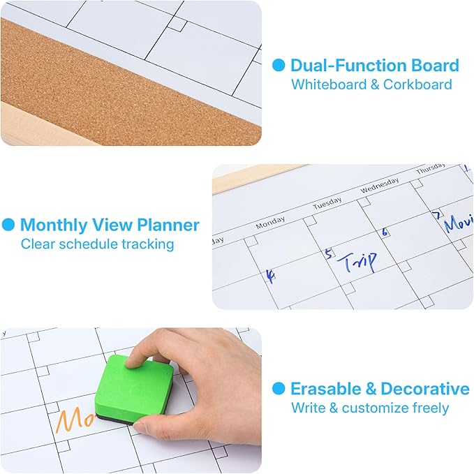 OWLKELA Monthly Dry Erase Calendar