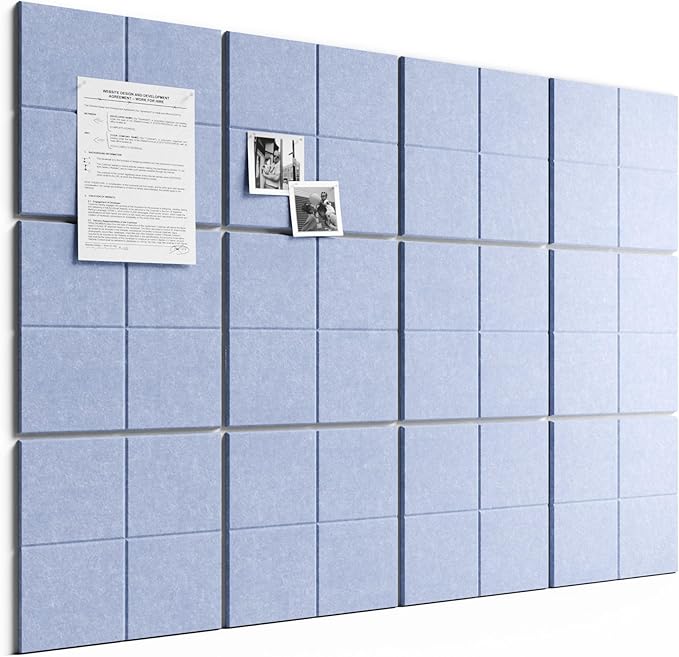 Bumusty Large Felt Bulletin Board, 30 Push Pins, 70 Adhesive Tabs, Soft