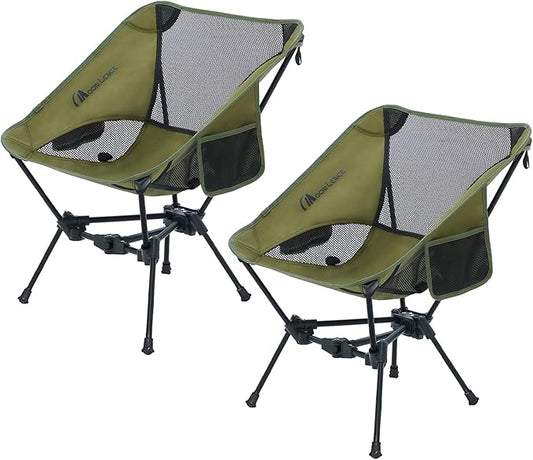 MOON LENCE Portable Camping Chair Backpacking Chair - The 4th Generation Ultralight Folding Chair - Compact, Lightweight Foldable Chairs for Hiking Mountaineering, Beach (Green-2Pack)