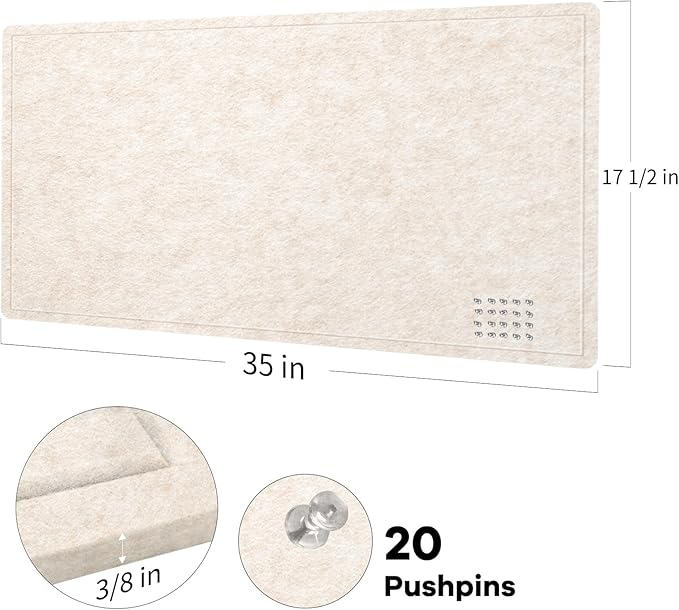 Lightomorrow Bulletin Board, 35 x 17 1/2 inches Felt Board