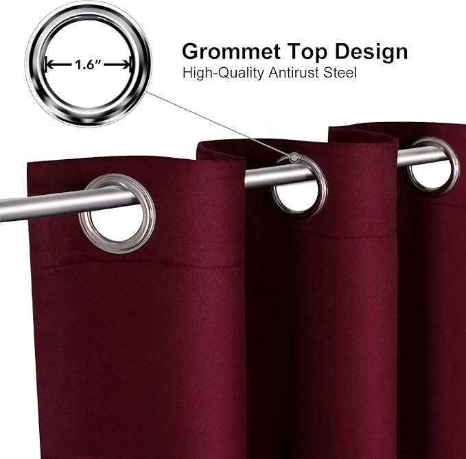 ChrisDowa Burgundyout Curtains 72 inches Long
