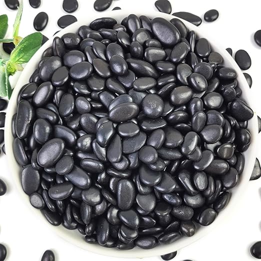 YISZM 5LB Succulent and Cactus Black Pebbles, 3/8 Inch Natural Decorative Polished Stones, River Rocks for Indoor Plants, Vases, Planters and Outdoor Gardening