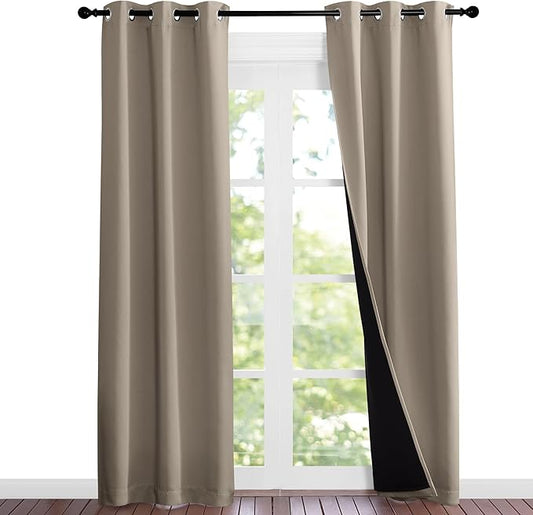 NICETOWN Taupe Full Shade Curtain Panels, Pair of Thermal Insulated & Energy