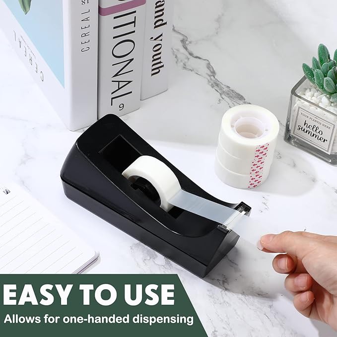 Yahenda 18 Pack Desktop Tape Dispenser Non Skid Base with 0.7 x 985 Inches Invisible Tape Refills Bulk Weighted Roll Dispenser for Office Home School