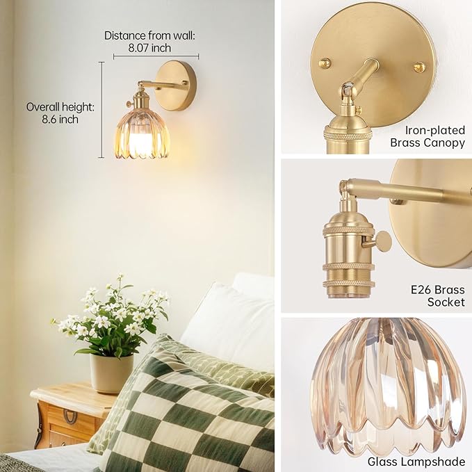 Shenmoyl Vintage Battery Operated Wall Sconce