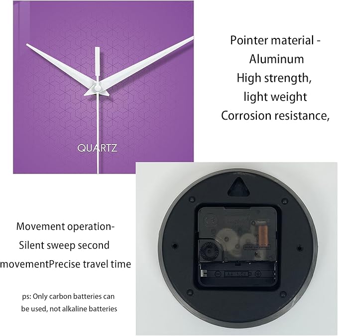 XFM Round Purple Wall Clock 14 Inch Silent Non-Ticking Battery Operated