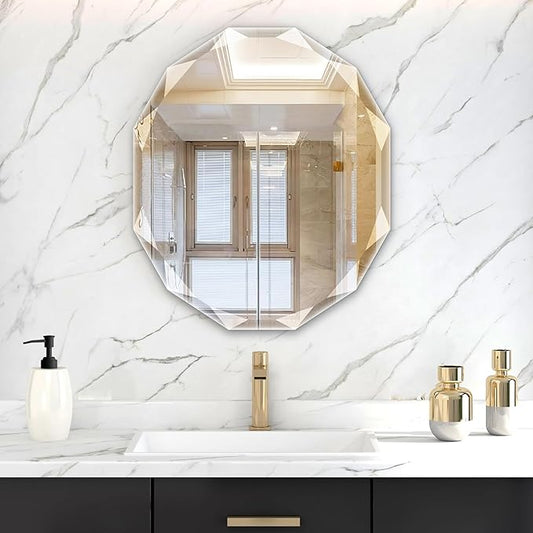Bathroom Mirrors for Over Sink, Round Frameless Mirrors for Wall, 23.5x27.5