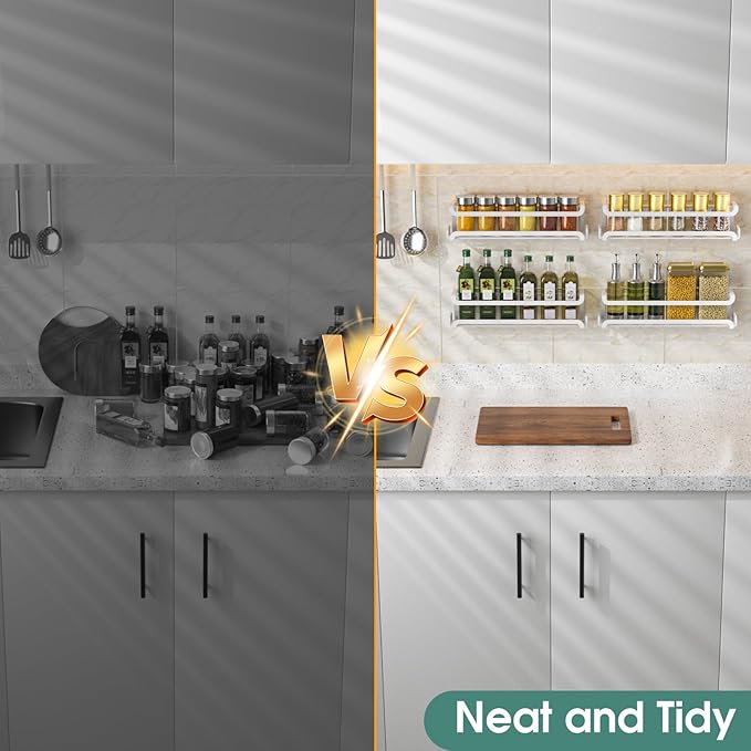 LUCYCAZ 4 Pack Wall Mounted Spice Rack