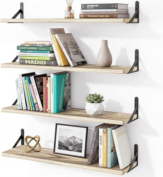 YGEOMER Floating Shelves for Wall, 23in Light Carbonized Brown Wall Shelves for