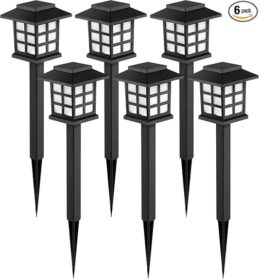 GIGALUMI Solar Outdoor Lightsï¼6 Pack LED Solar Lights Outdoor Waterproof, Solar Walkway Lights Maintain 10 Hours of Lighting for Your Garden, Landscape, Path, Yard, Patio, Driveway