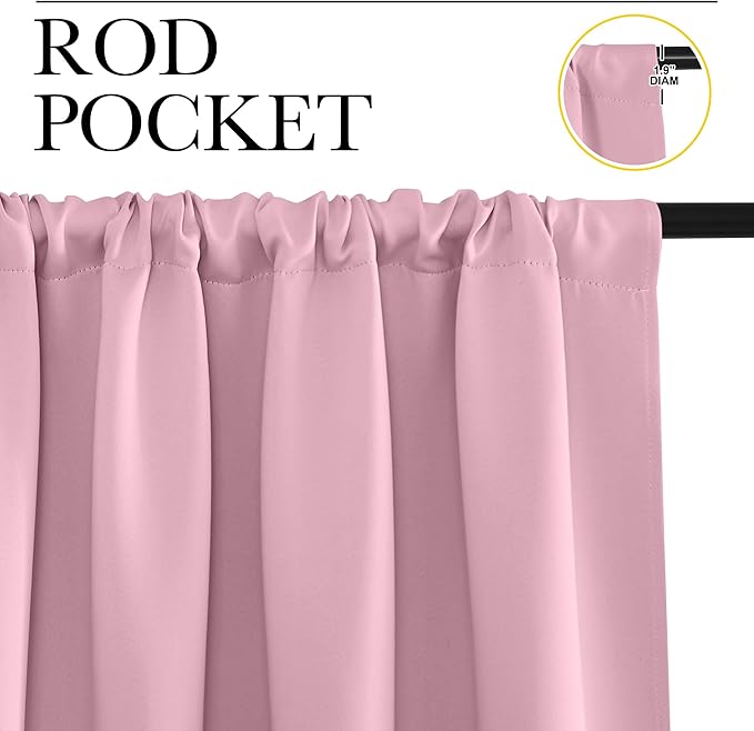 NICETOWN Window Curtains Blackout Drapes, Rouge Pink, 1 Pair, 52 by 84-Inch
