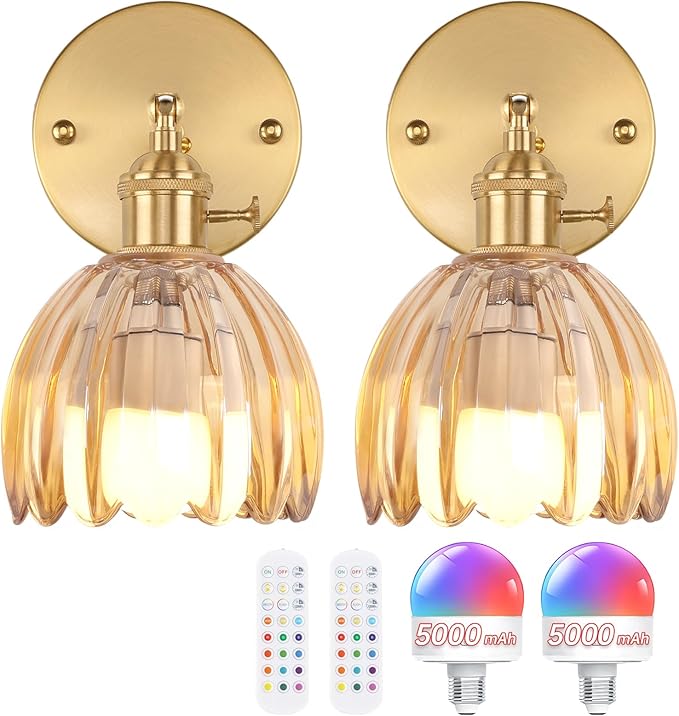 Shenmoyl Vintage Battery Operated Wall Sconce