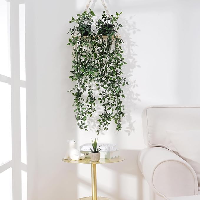 BLEUM CADE Fake Hanging Plants, Faux Mandala Vines Hanging Plant Greenery