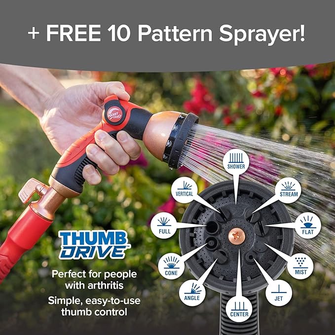 Pocket Hose Ballistic 25 FT Expandable Garden Hose w/Pocket Pivot Swivel Connector, Anti-Burst Sleeve Reinforced with Bulletproof Fiber, Lightweight, No-Kink, Compact, UV-Protected, AS SEEN ON TV