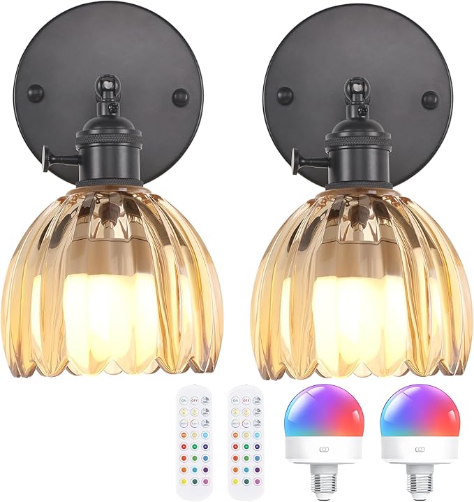 Shenmoyl Vintage Battery Operated Wall Sconce