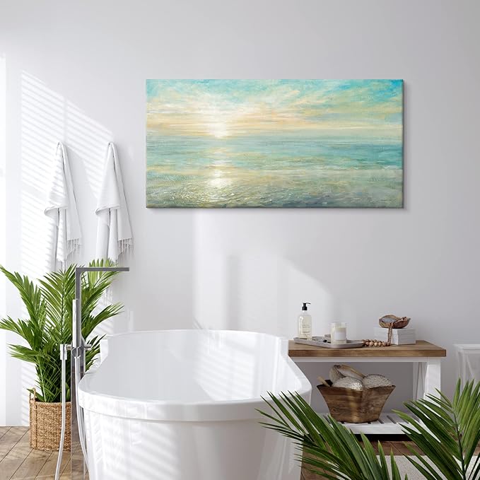 Goldfoilart Beach Sunrise Pictures Ocean Wall Art Coastal Canvas Prints Sea