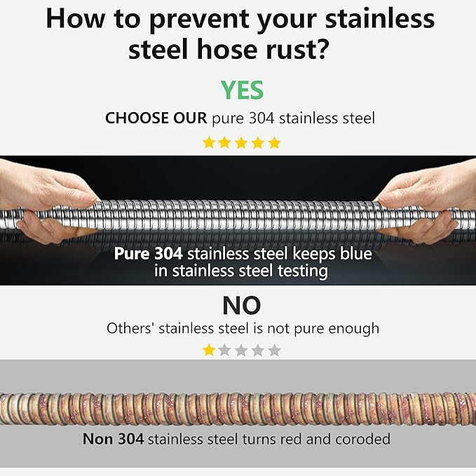 100ft Garden Hsoe - 2026 New 304 Stainless Steel Garden Hose with 3/4'' Fittings – Lightweight, Durable, and Kink-Free, Metal Water Hoses for Gardening