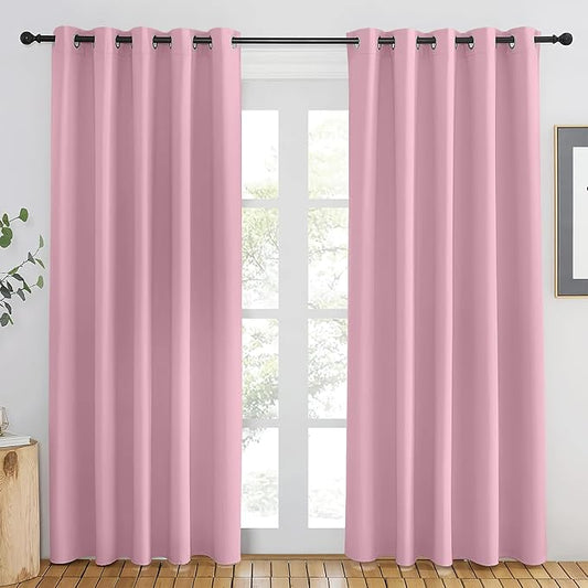NICETOWN Rouge Pink Blackout Curtains 84 inch Length, Grommet Top Room