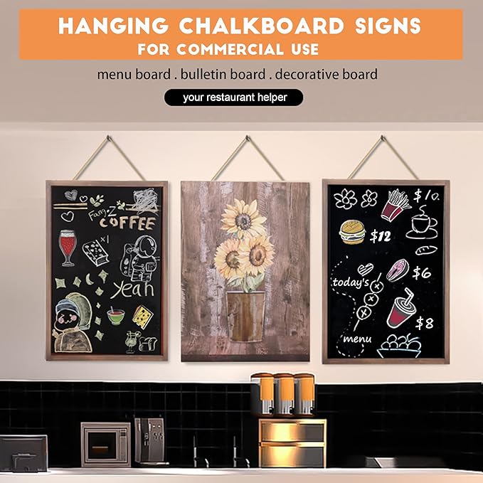 SELEAD 2-Pack Solid Wood Frame Chalkboard Signs