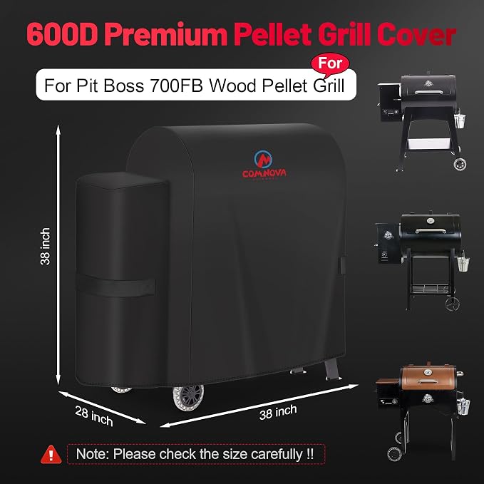 Comnova Grill Cover for Pit Boss 700FB - 600D Wood Pellet Smoker Cover for Pitboss Waterproof & Heavy Duty, Premium Pellet BBQ Cover for Pit Boss 400FB, 700FB, Lexington 500, Pro 600 and Z Grill 550B