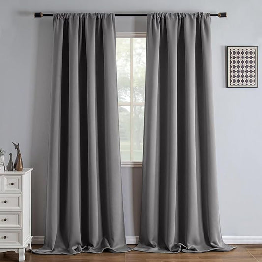 IGEMAEVE Blackout Curtains 108 Inch Length 2 Panels Set, Rod Pocket Energy