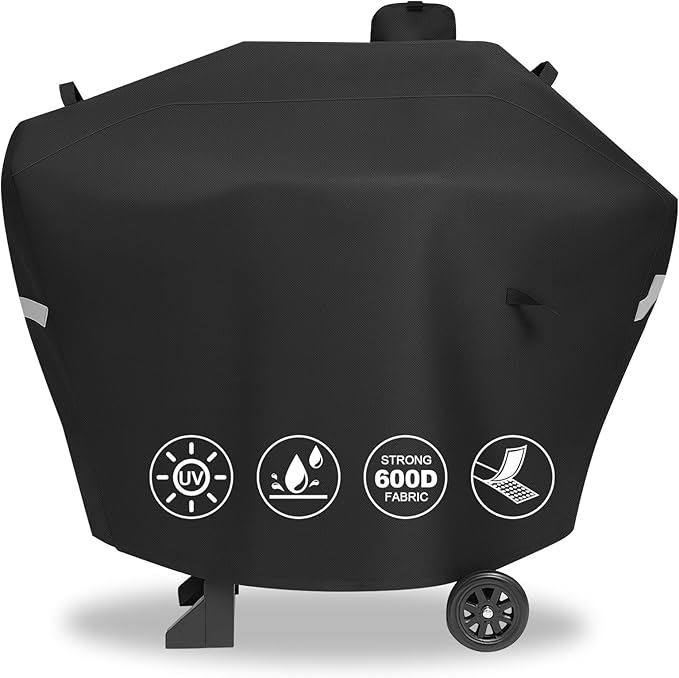 Pellet Grill Cover for Camp Chef 24 Smoker, Upgraded Full-Length Heavy Duty Waterproof Smoker Cover for Woodwind Pro 24 PG24SE PG2424SGB SmokePro PG24MZG PG24WWSB DLX 24 for Camp Chef 24 With Sidekick