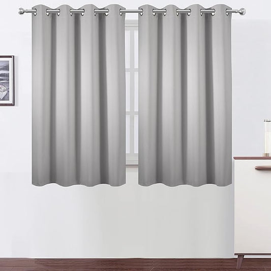 LEMOMO Blackout Curtains 52 x 45 inch/Light Grey Curtains Set of 2