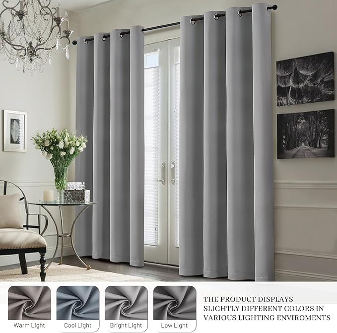Yakamok 100% Blackout Curtain Panels 63 inches Cold and Light Blocking Drapes