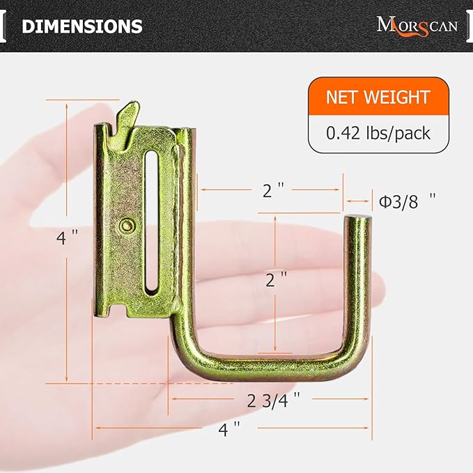 6 Pack 2" E Track J Hooks Heavy Duty Galvanized Steel E-Track Tie Down Accessories for Box Truck, Enclosed Trailer, Garage, Vans, Warehouse, Workshop