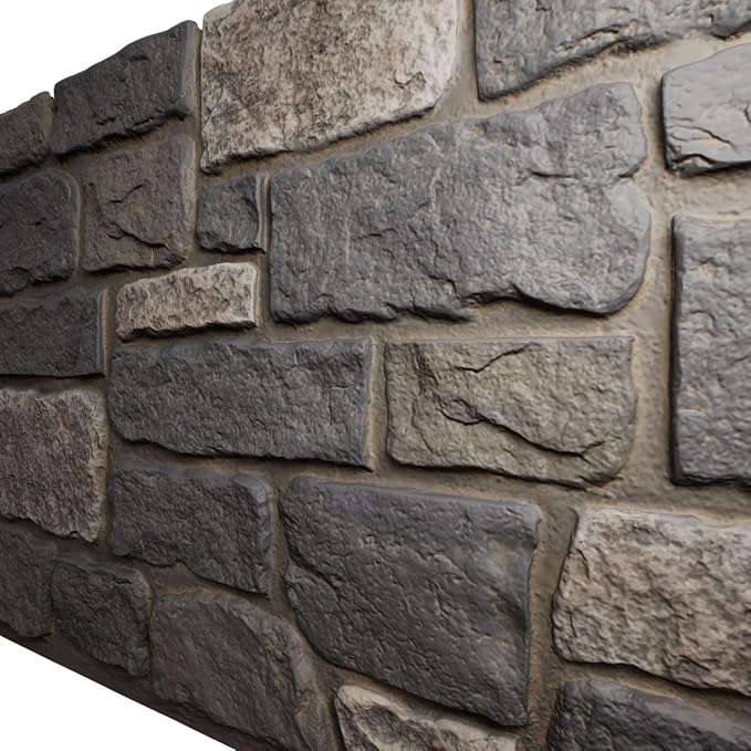 EverStone Cobblestone Faux Stone Panel, Midnight Granite Color
